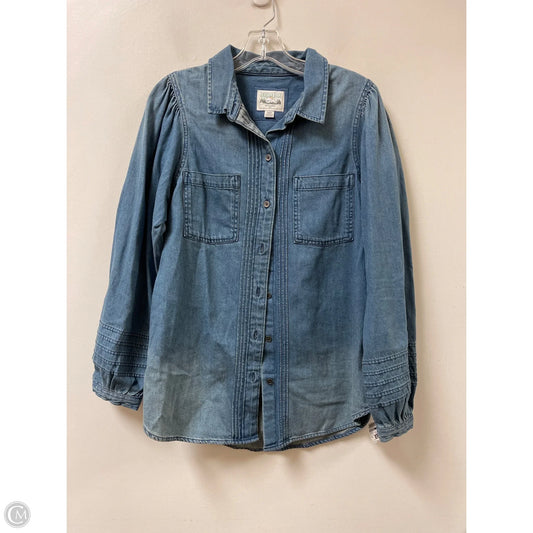Blouse Long Sleeve By American Eagle In Blue Denim, Size: M