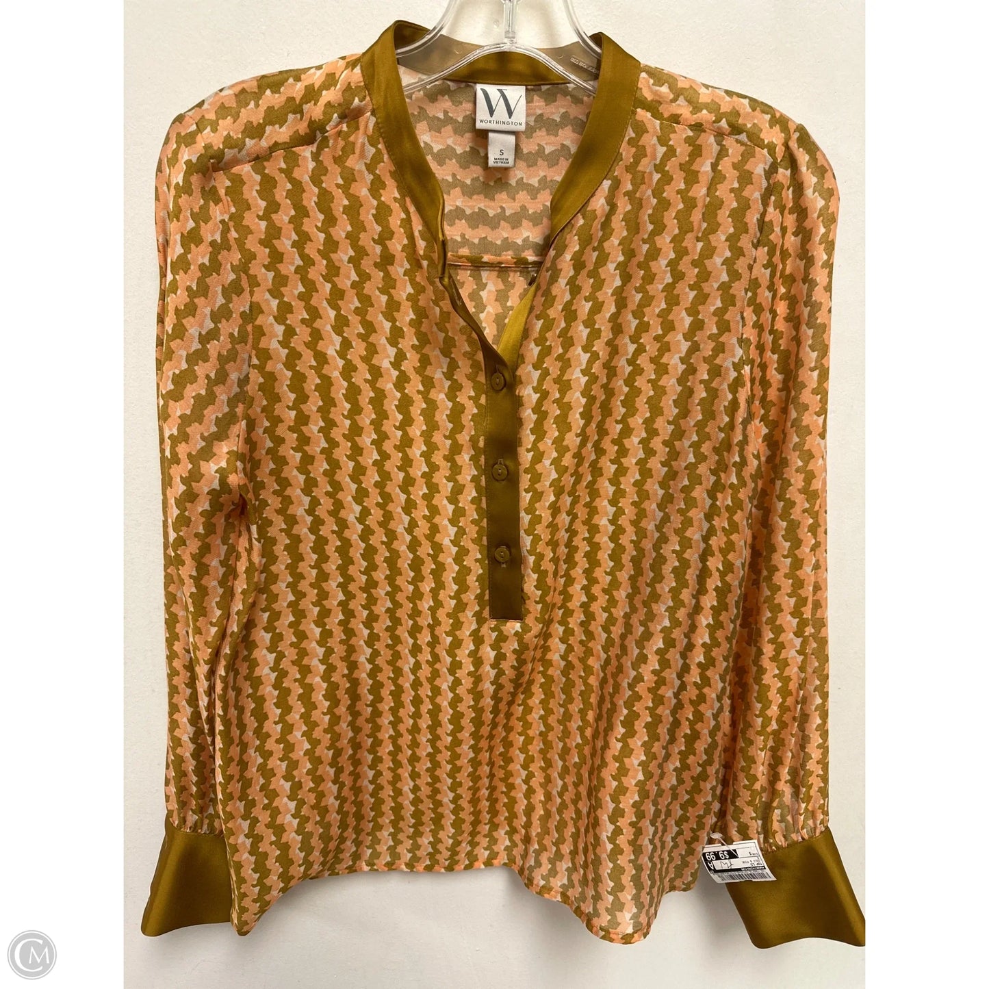 Top Long Sleeve By Worthington In Gold & Pink, Size: S