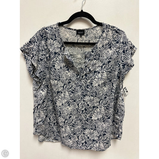 Top Short Sleeve By Jones New York In Blue & White, Size: 1x