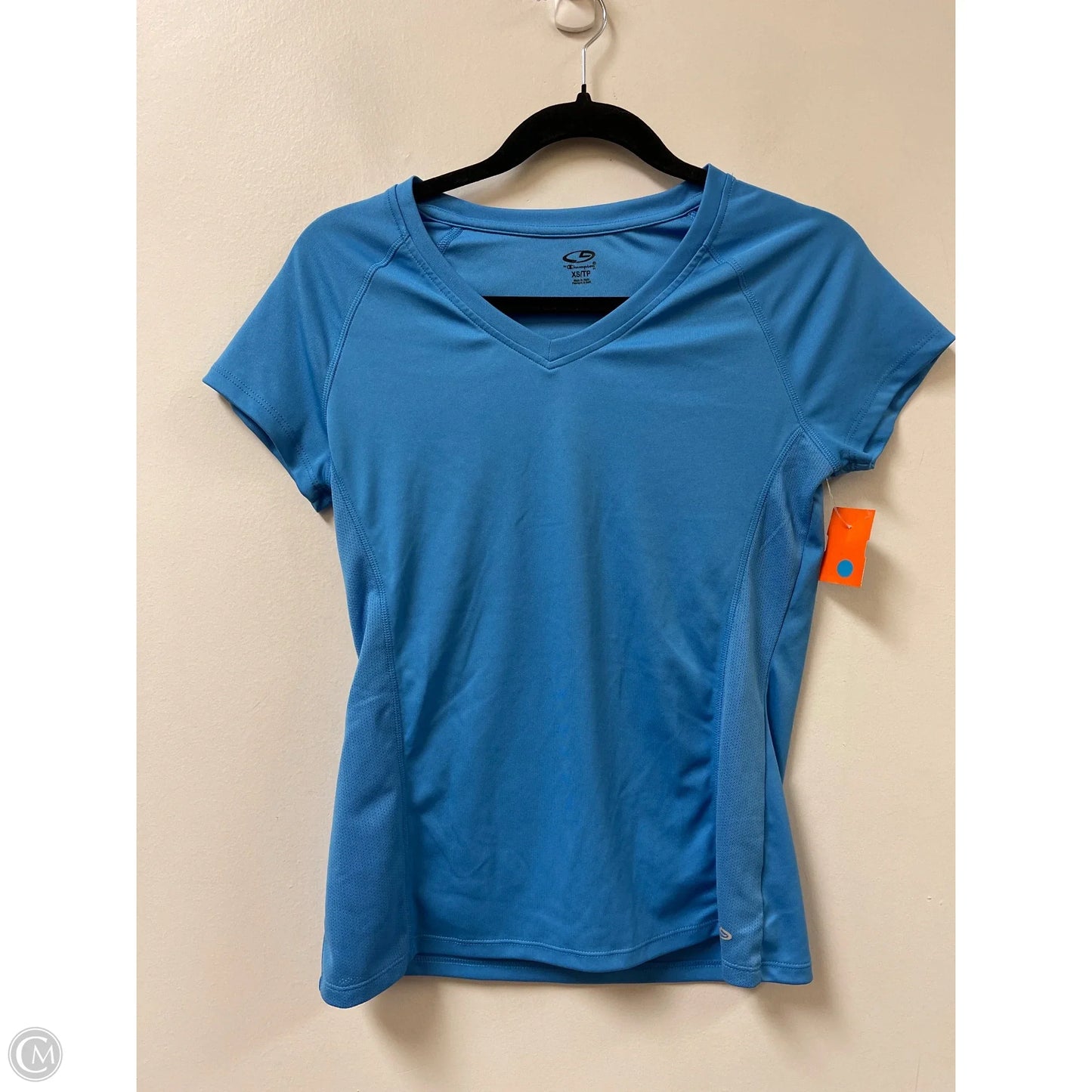 Athletic Top Short Sleeve By Champion In Blue, Size: Xs