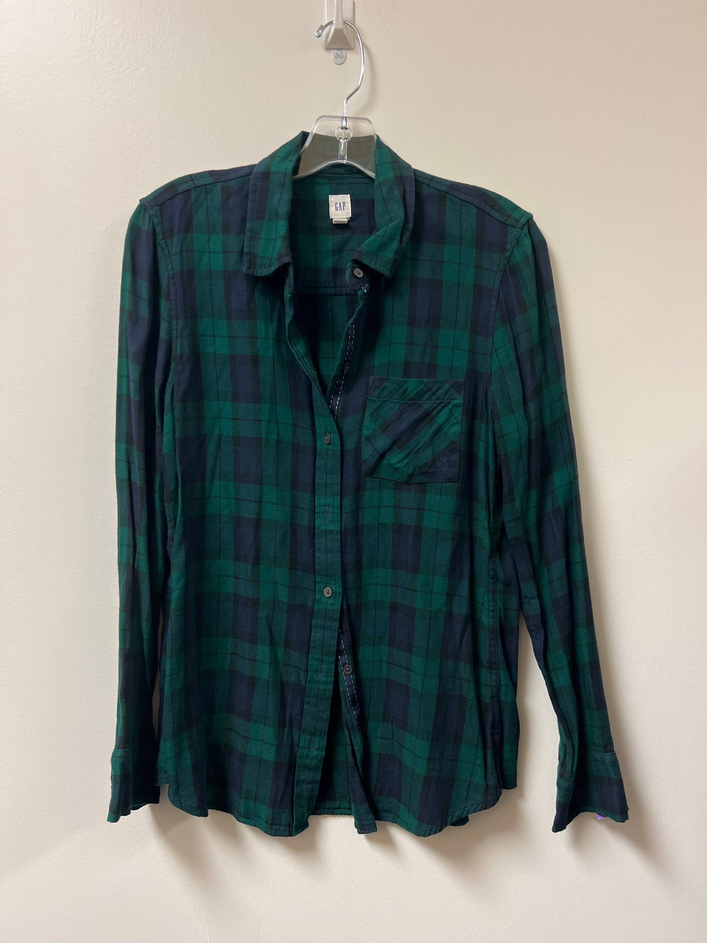 Blouse Long Sleeve By Gap In Blue & Green, Size: S