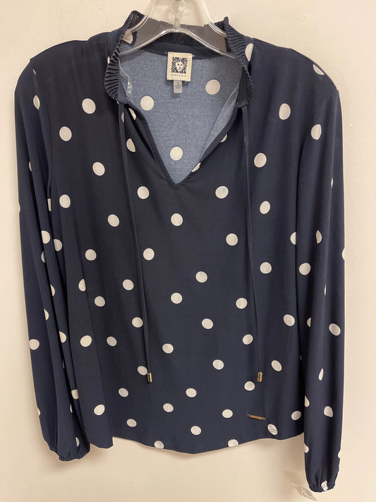 Navy Top Long Sleeve Anne Klein, Size S