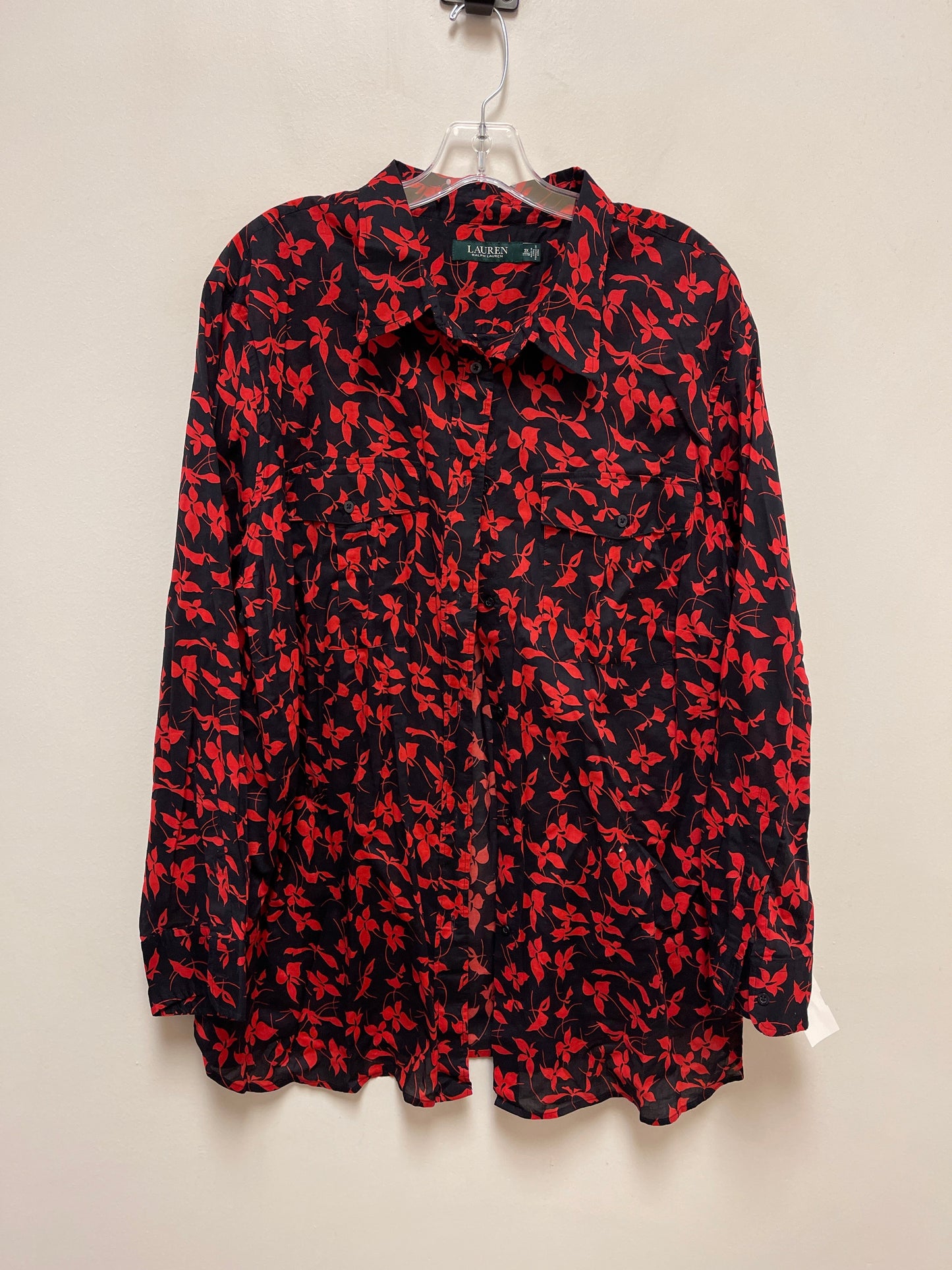 Black & Red Blouse Long Sleeve Ralph Lauren, Size 3x