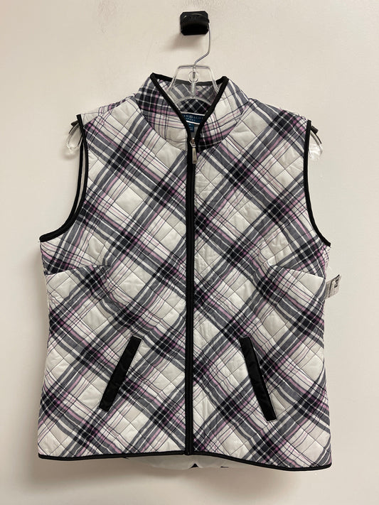 Vest Puffer & Quilted By Karen Scott In Purple & White, Size: M