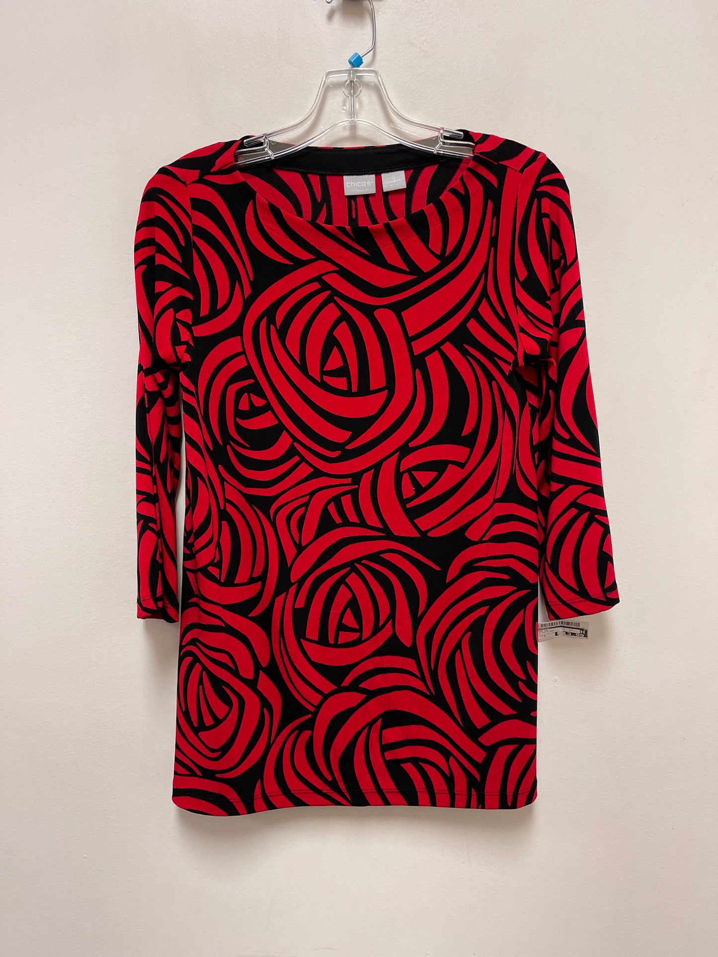 Top Long Sleeve By Chicos In Black & Red, Size: S