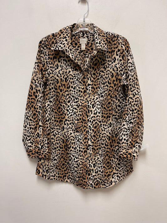 Tunic Long Sleeve By Chicos In Animal Print, Size: S