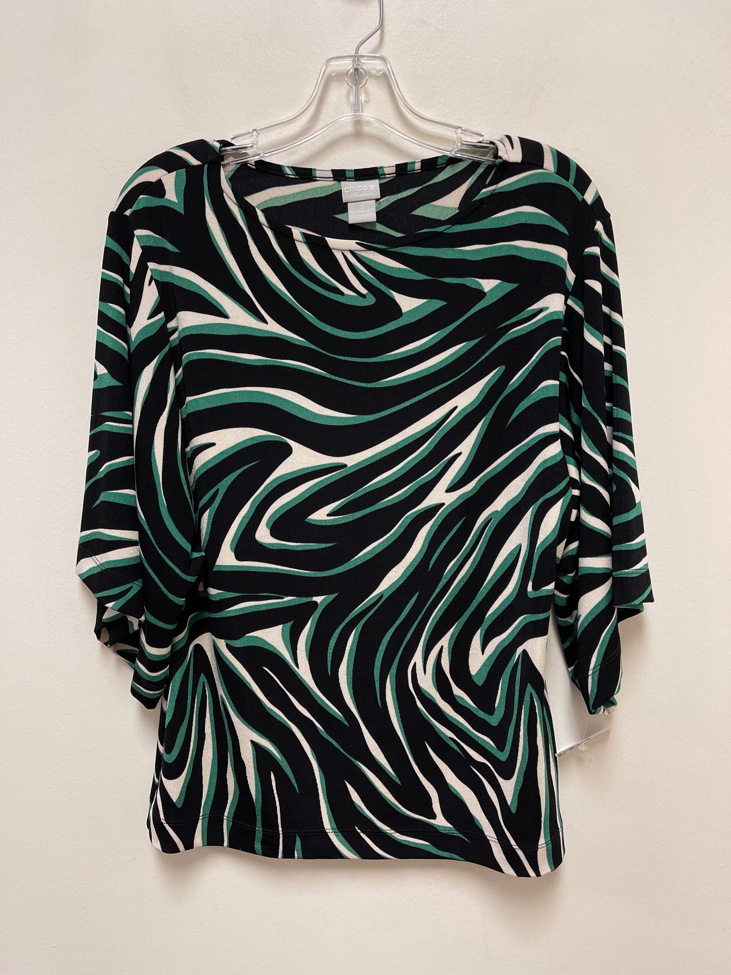 Top Long Sleeve By Chicos In Black & Green, Size: S