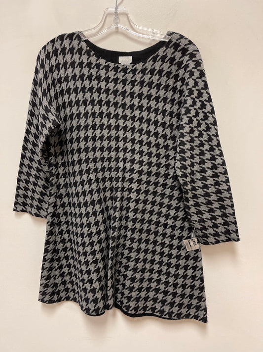 Tunic Long Sleeve By Chicos In Black & Grey, Size: M