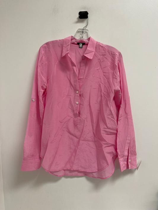 Blouse Long Sleeve By Ann Taylor In Pink, Size: L