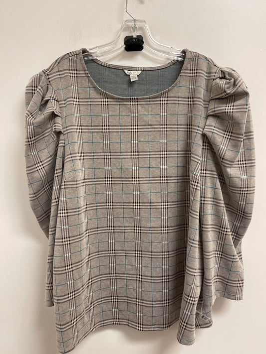 Top Long Sleeve By Cato In Brown, Size: 2x