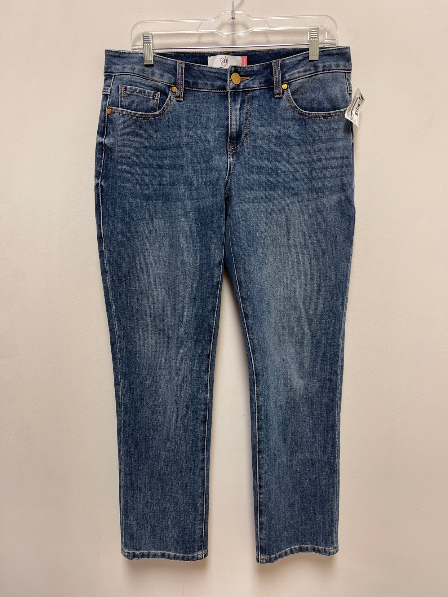 Jeans Straight By Cabi In Blue Denim, Size: 4