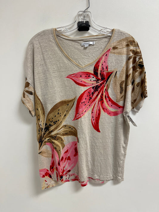 Top Short Sleeve By Chicos In Cream, Size: Xl