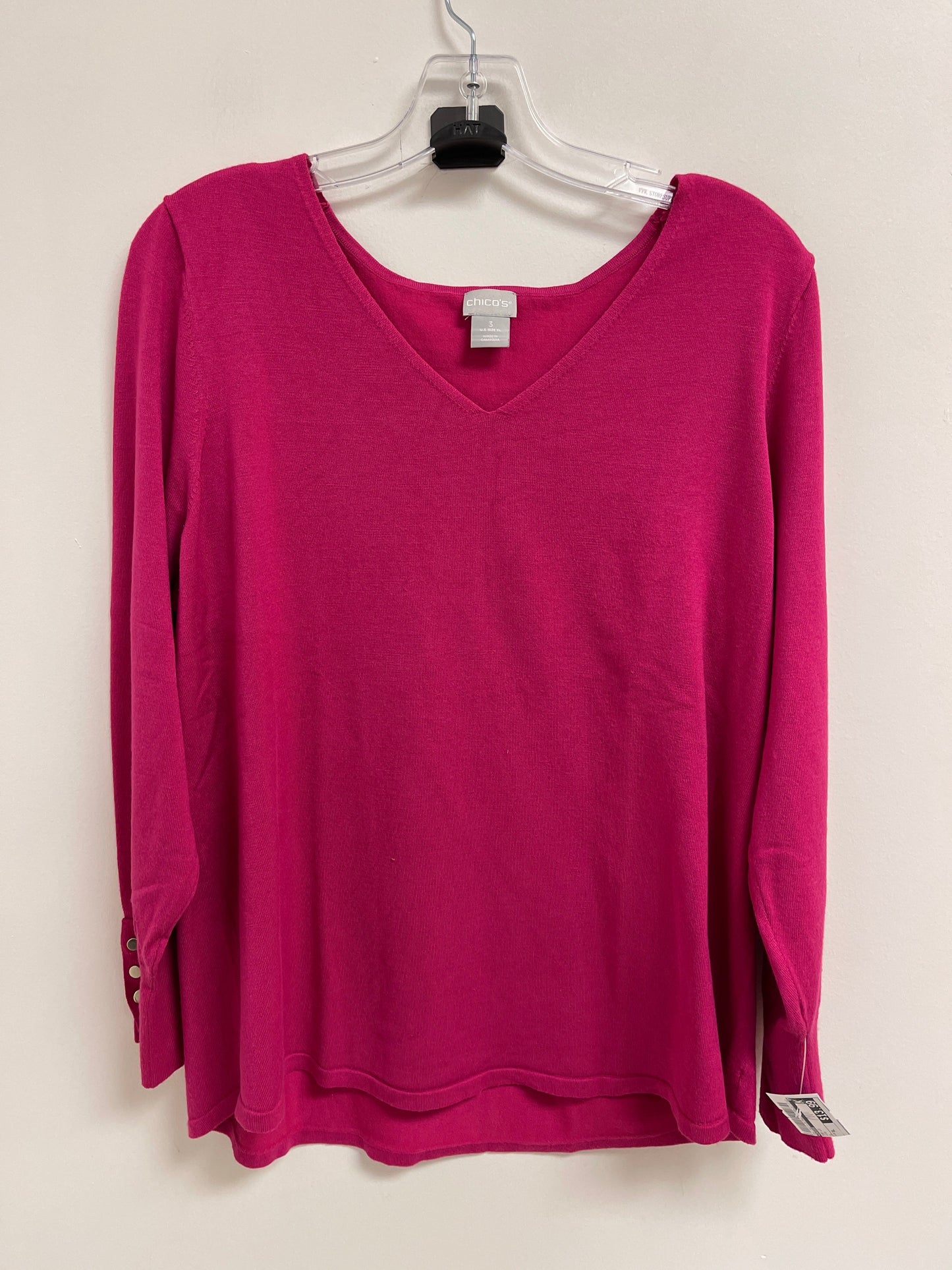 Top Long Sleeve By Chicos In Pink, Size: Xl