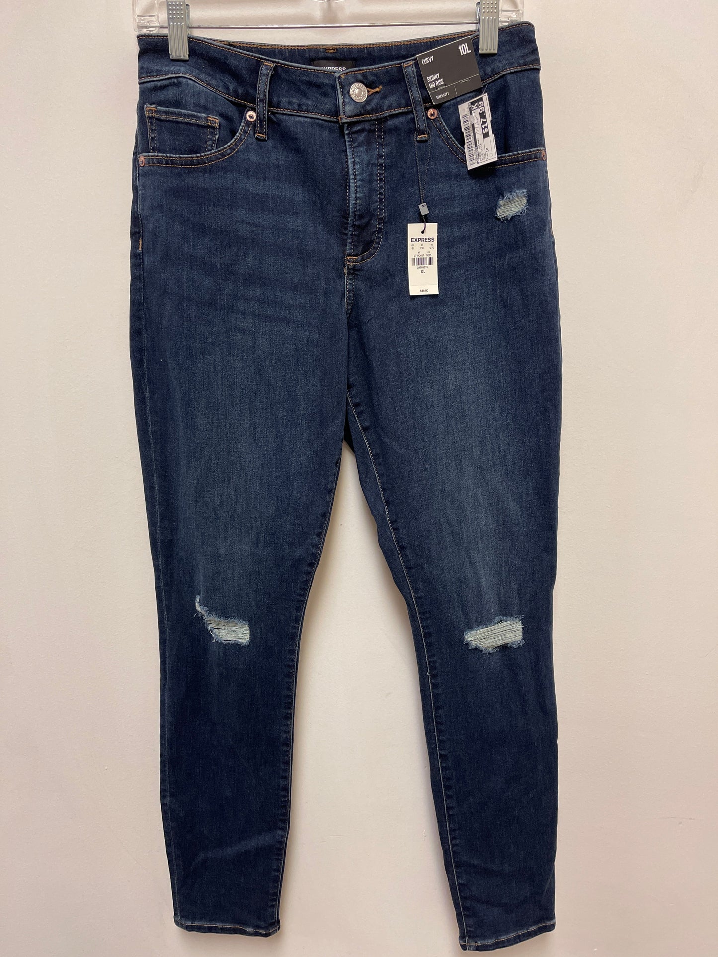 Jeans Skinny By Express In Blue Denim, Size: 10