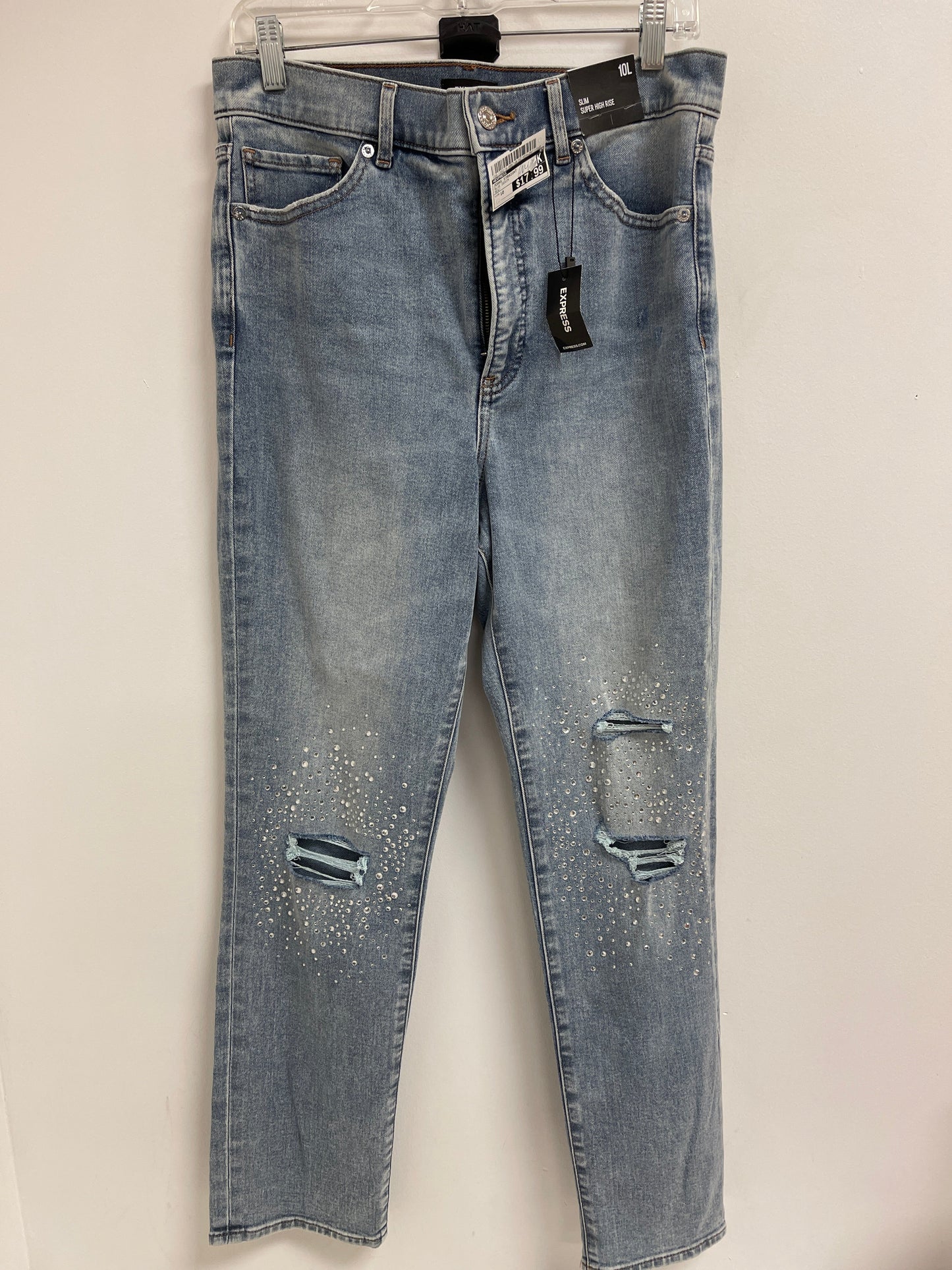 Jeans Straight By Express In Blue Denim, Size: 10