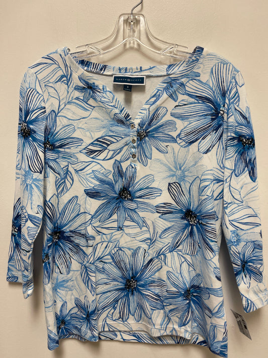 Top 3/4 Sleeve By Karen Scott In Floral Print, Size: S