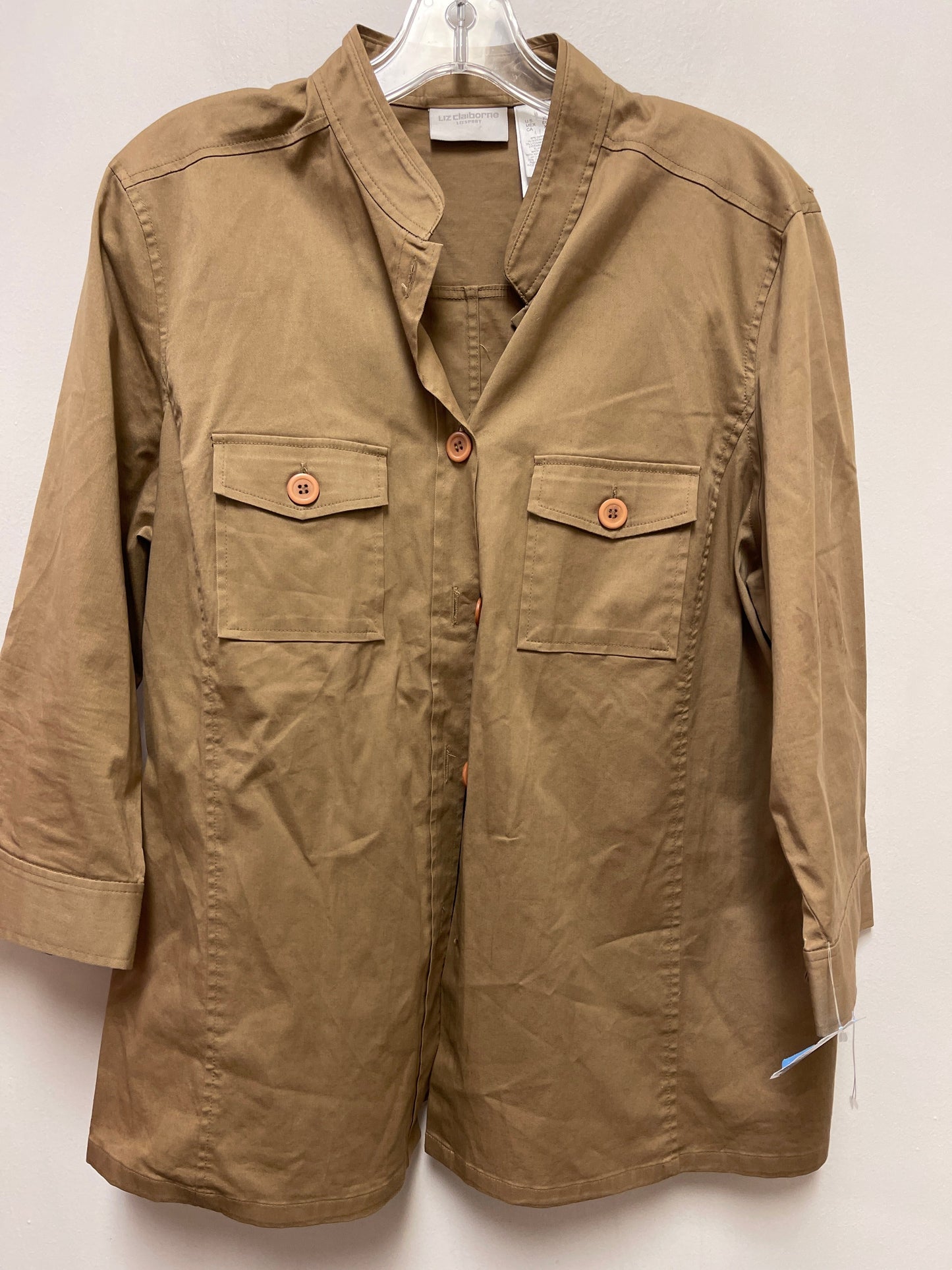 Jacket Shirt By Liz Claiborne In Brown, Size: Xl