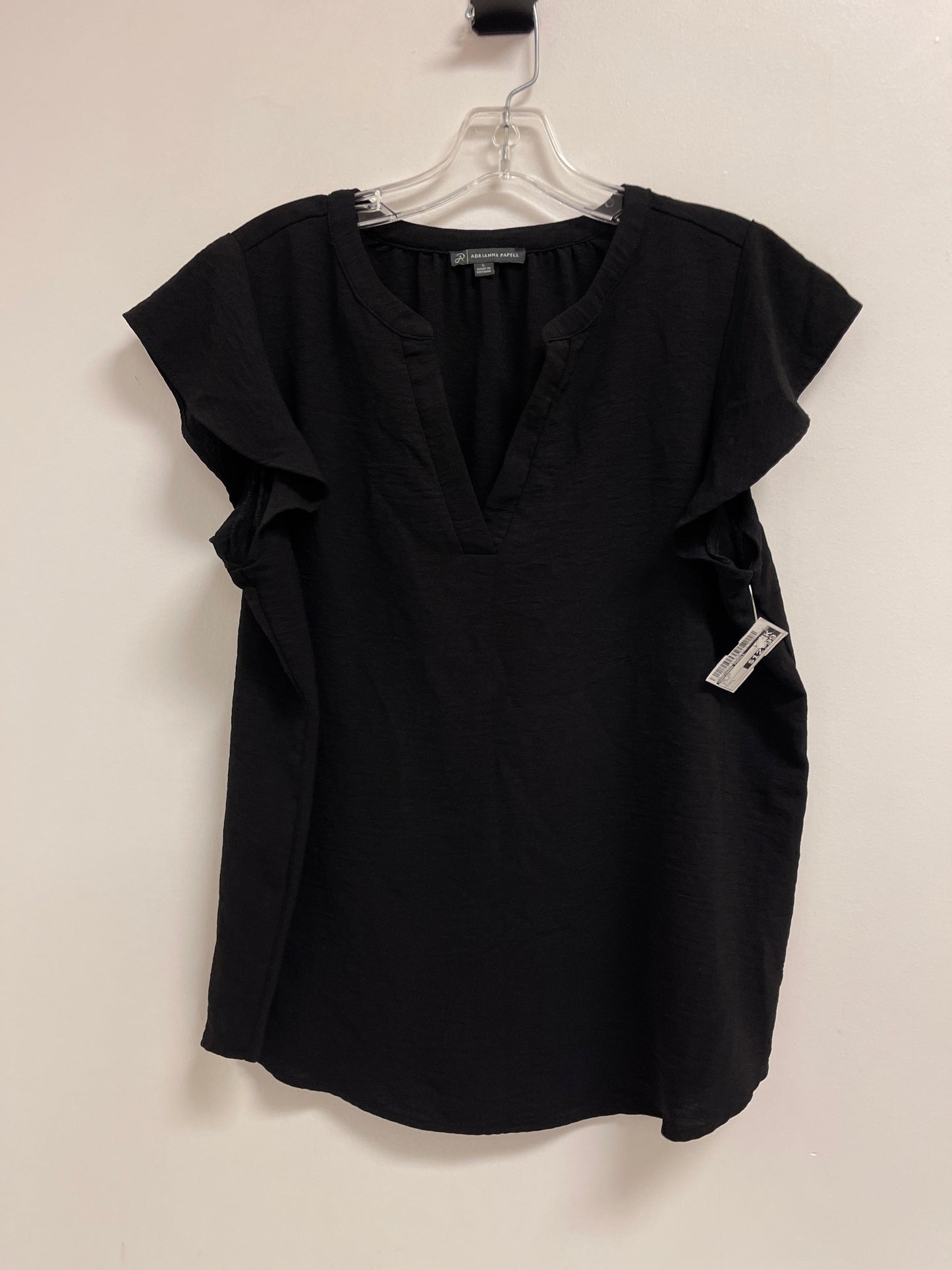 Top Short Sleeve By Adrianna Papell In Black, Size: L