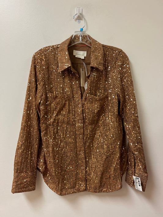 Top Long Sleeve By Anthropologie In Brown, Size: M