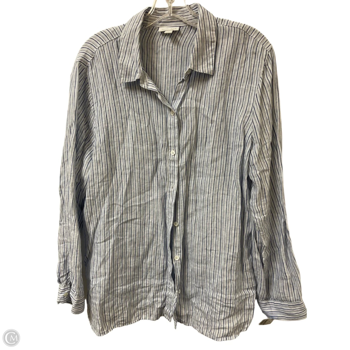 Blouse Long Sleeve By J. Jill In Blue & White, Size: M