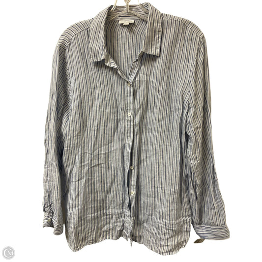 Blouse Long Sleeve By J. Jill In Blue & White, Size: M