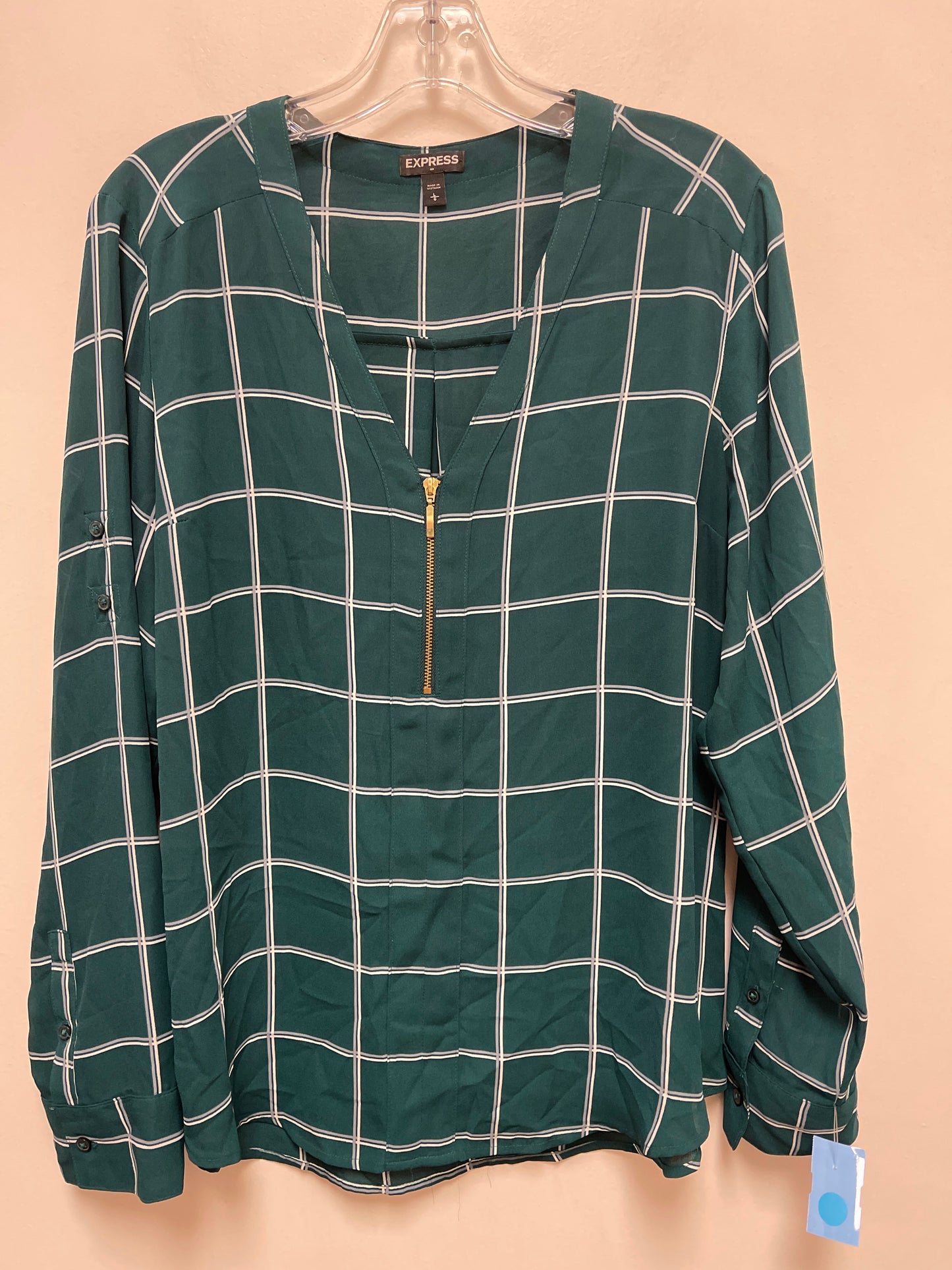 Top Long Sleeve By Express In Green, Size: L