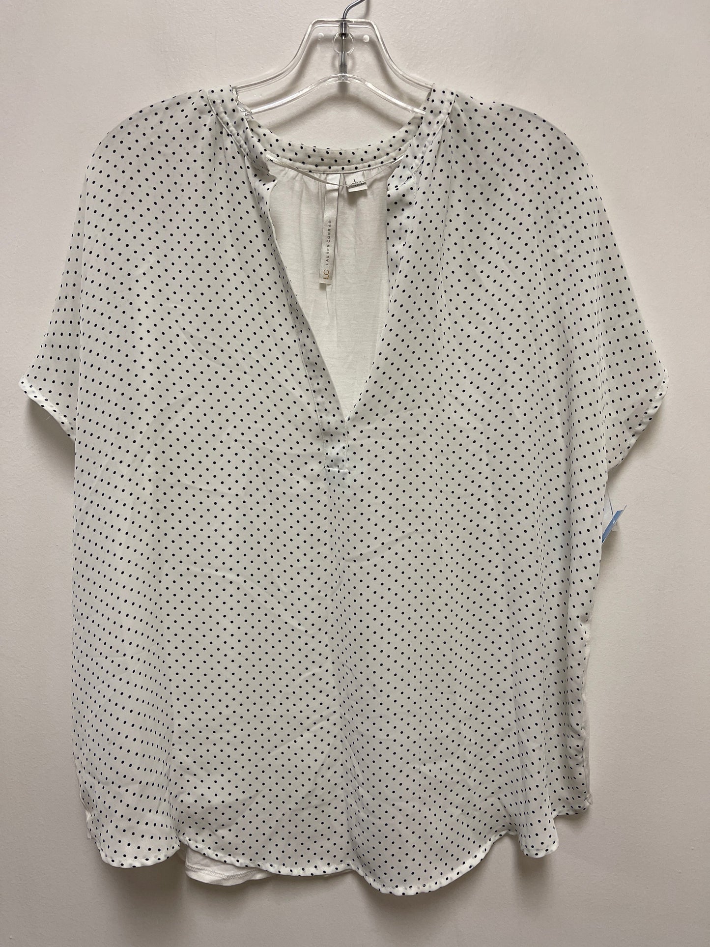 Top Short Sleeve By Lc Lauren Conrad In Polkadot Pattern, Size: L