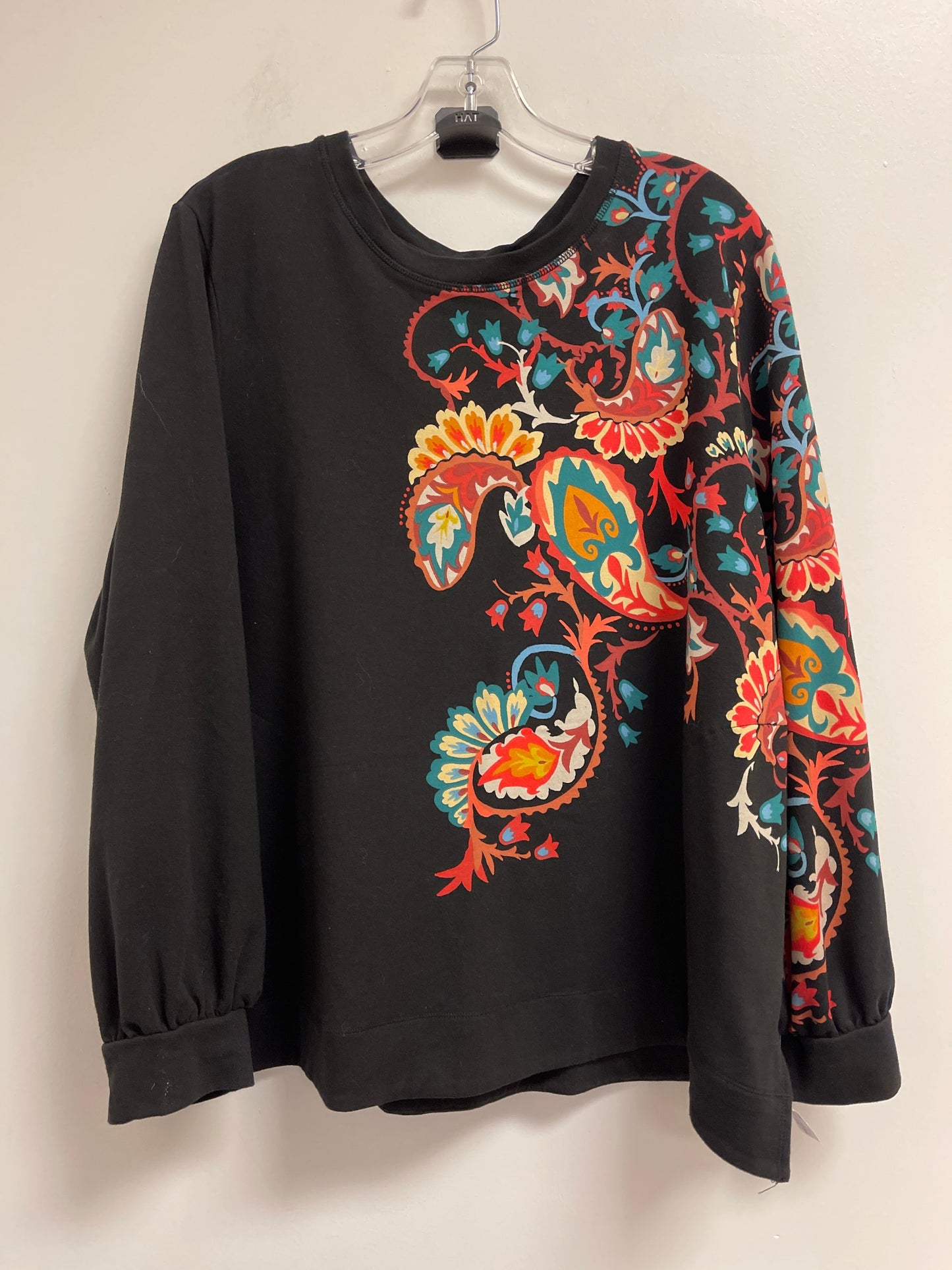 Sweatshirt Crewneck By Chicos In Black & Green, Size: 2x