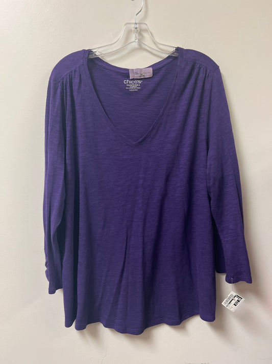 Top Long Sleeve Basic By Chicos In Purple, Size: 2x