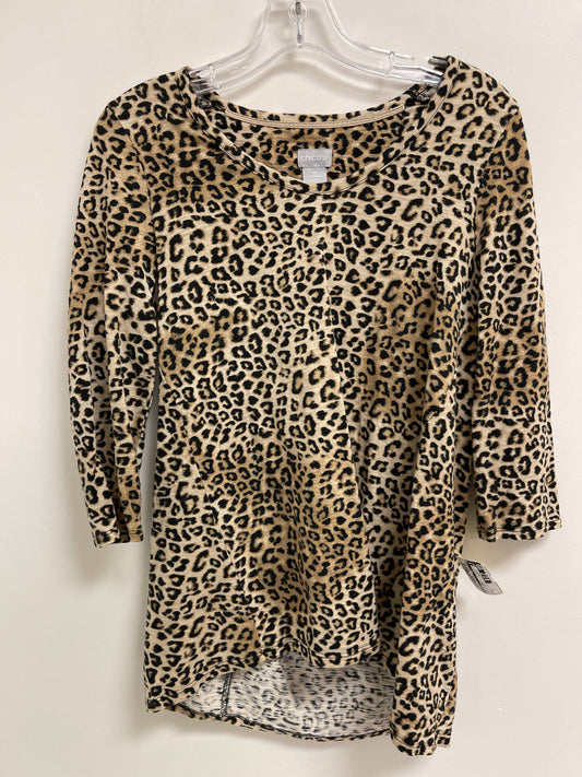 Top Long Sleeve Basic By Chicos In Animal Print, Size: S