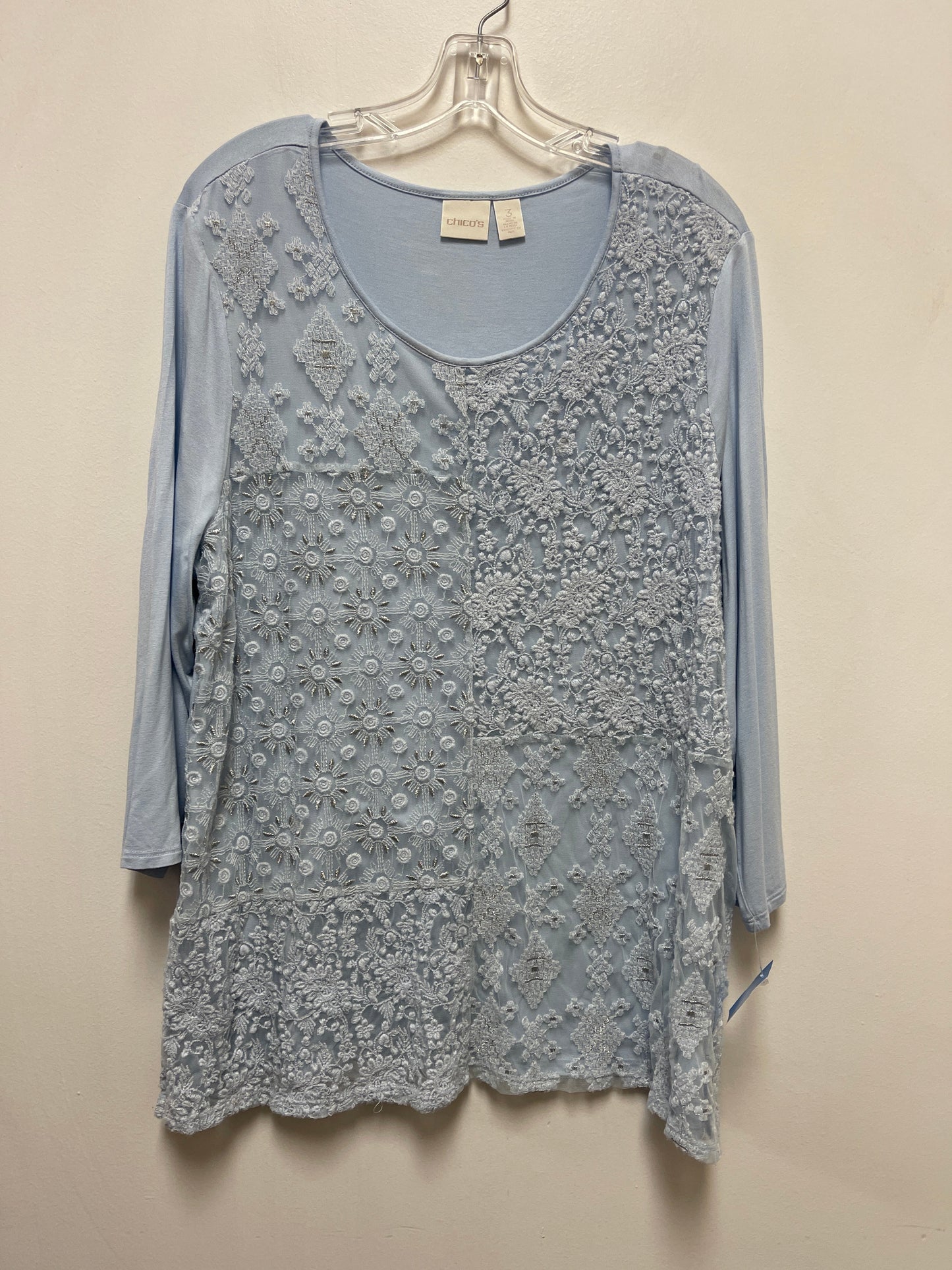 Top Long Sleeve By Chicos In Blue, Size: Xl