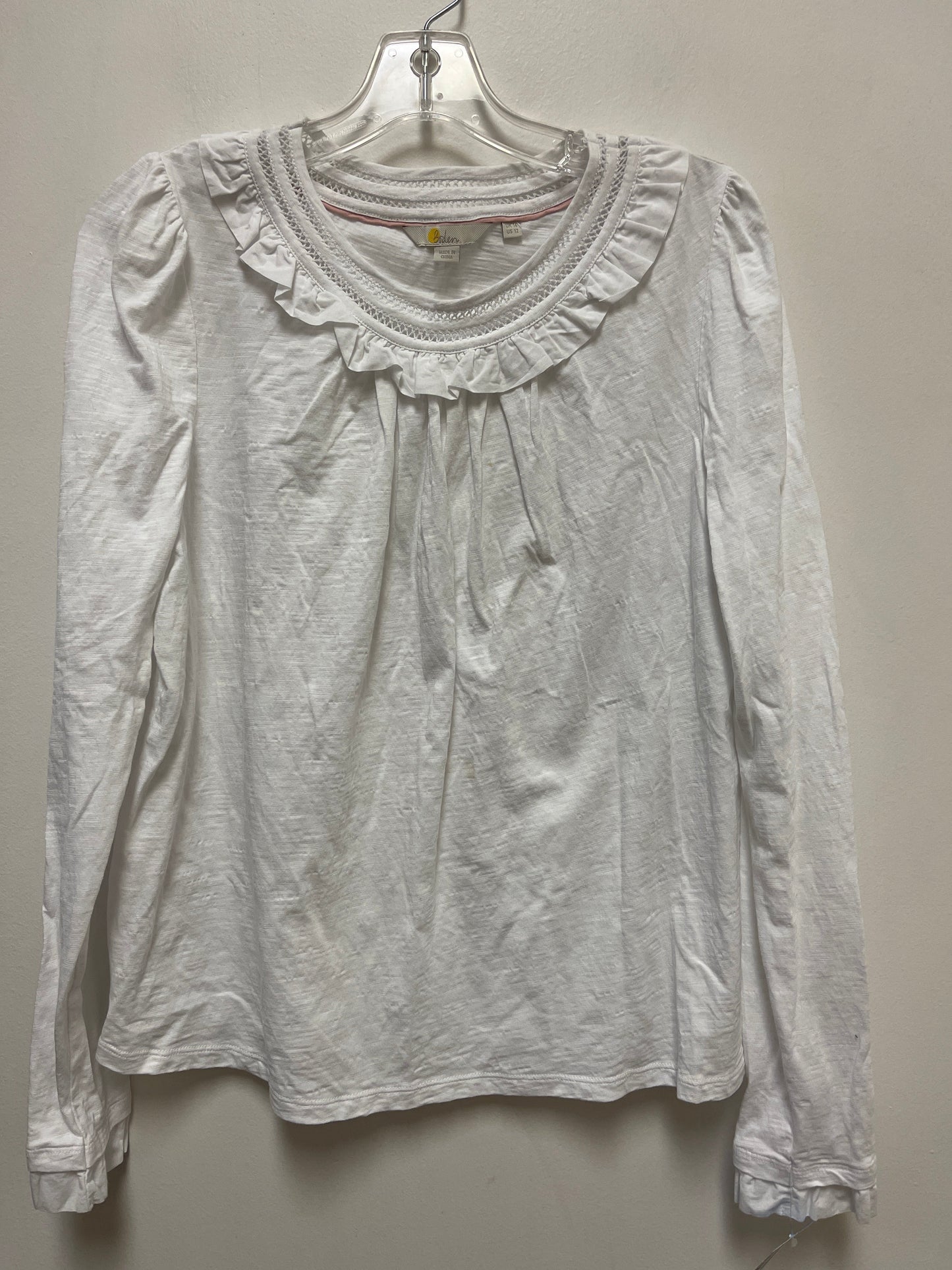 Top Long Sleeve By Boden In White, Size: L