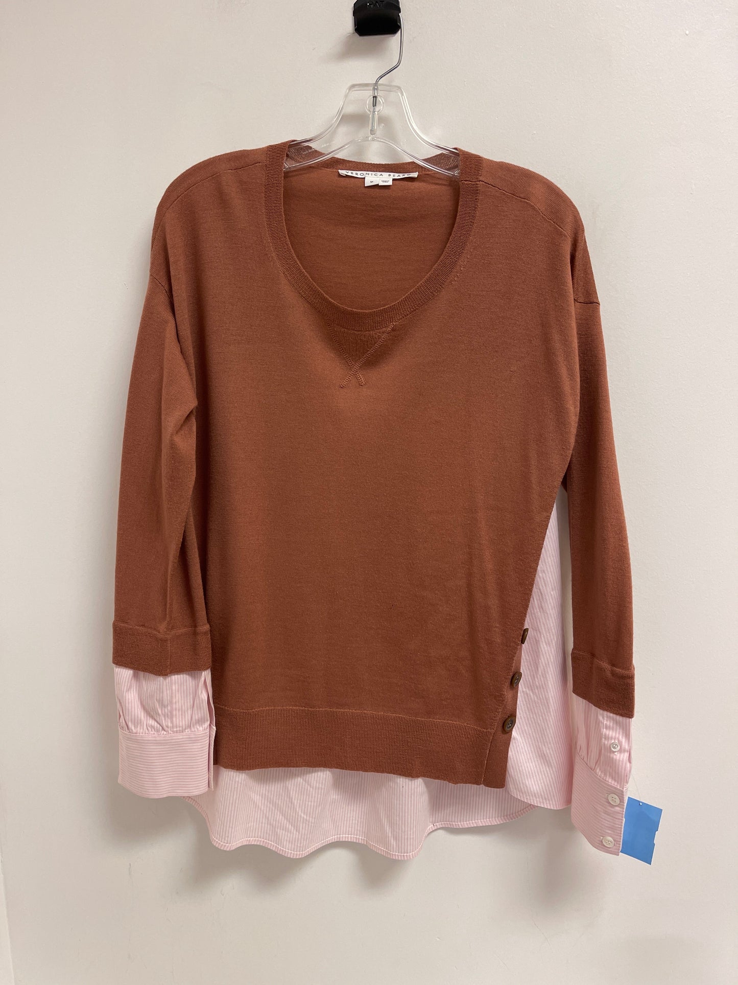 Top Long Sleeve By Veronica Beard In Pink & Tan, Size: M