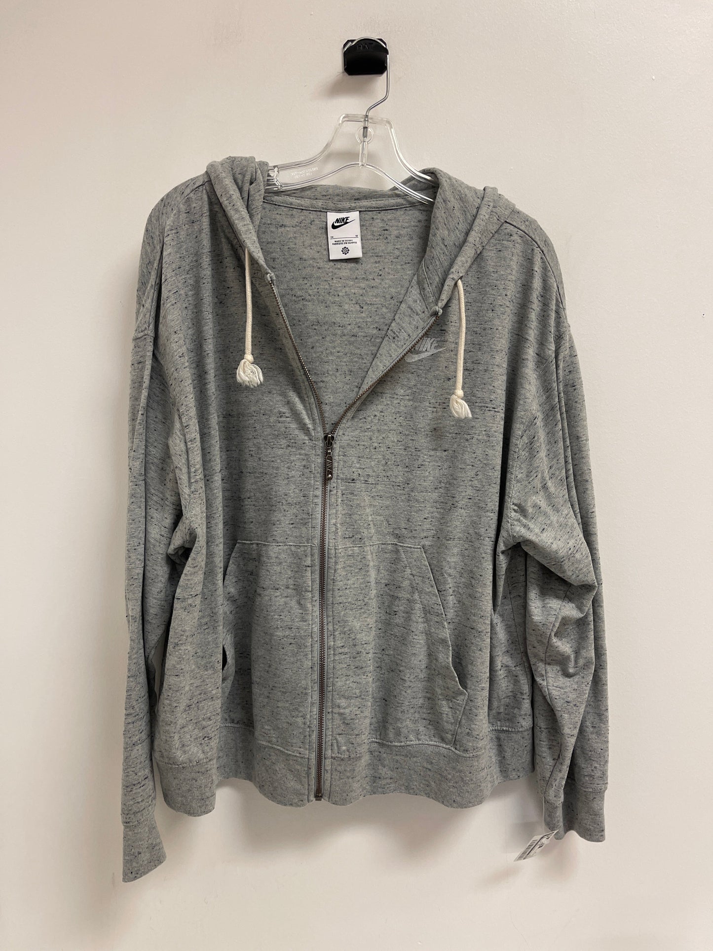 Athletic Sweatshirt Hoodie By Nike In Grey, Size: 1x