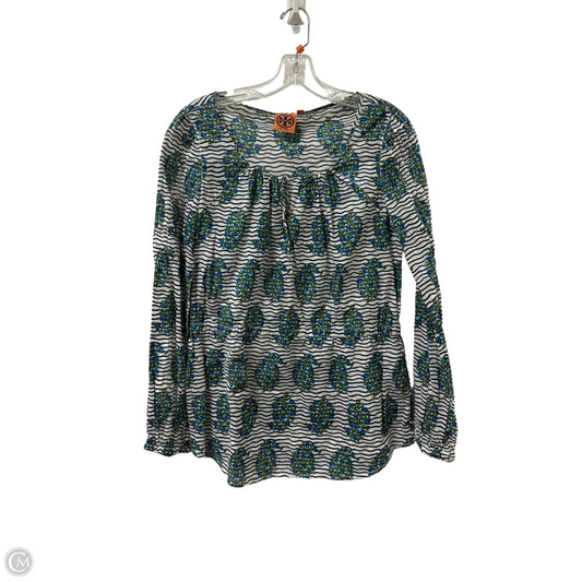 Top Long Sleeve Designer By Tory Burch In Blue & Green, Size: M