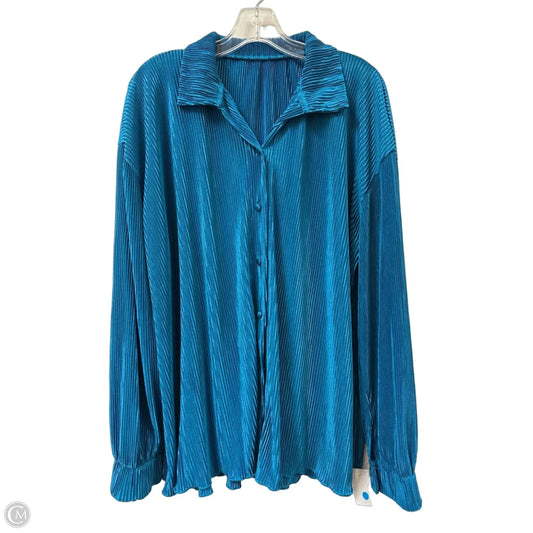 Blouse Long Sleeve By Clothes Mentor In Blue, Size: Xl