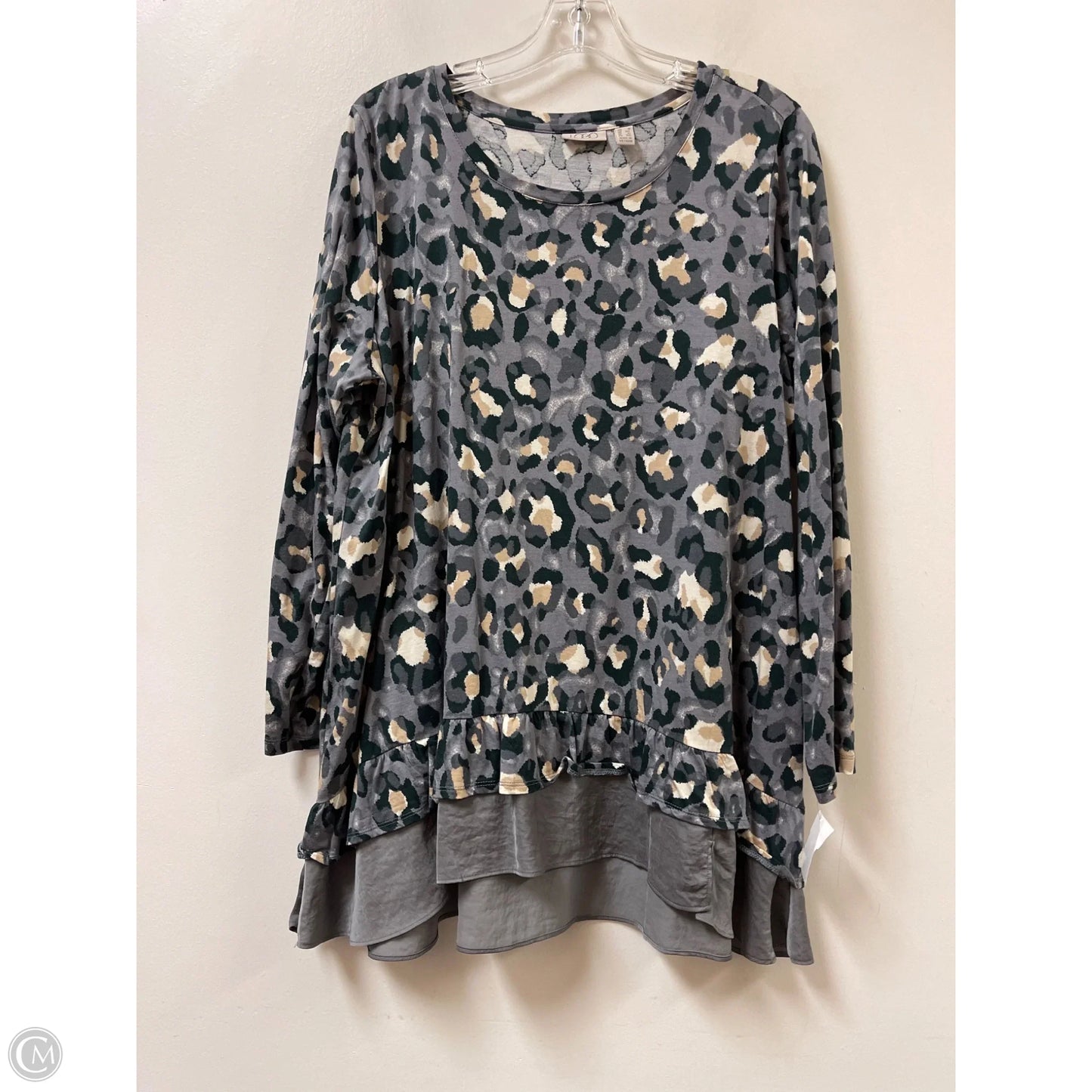 Tunic Long Sleeve By Logo In Animal Print, Size: 1x