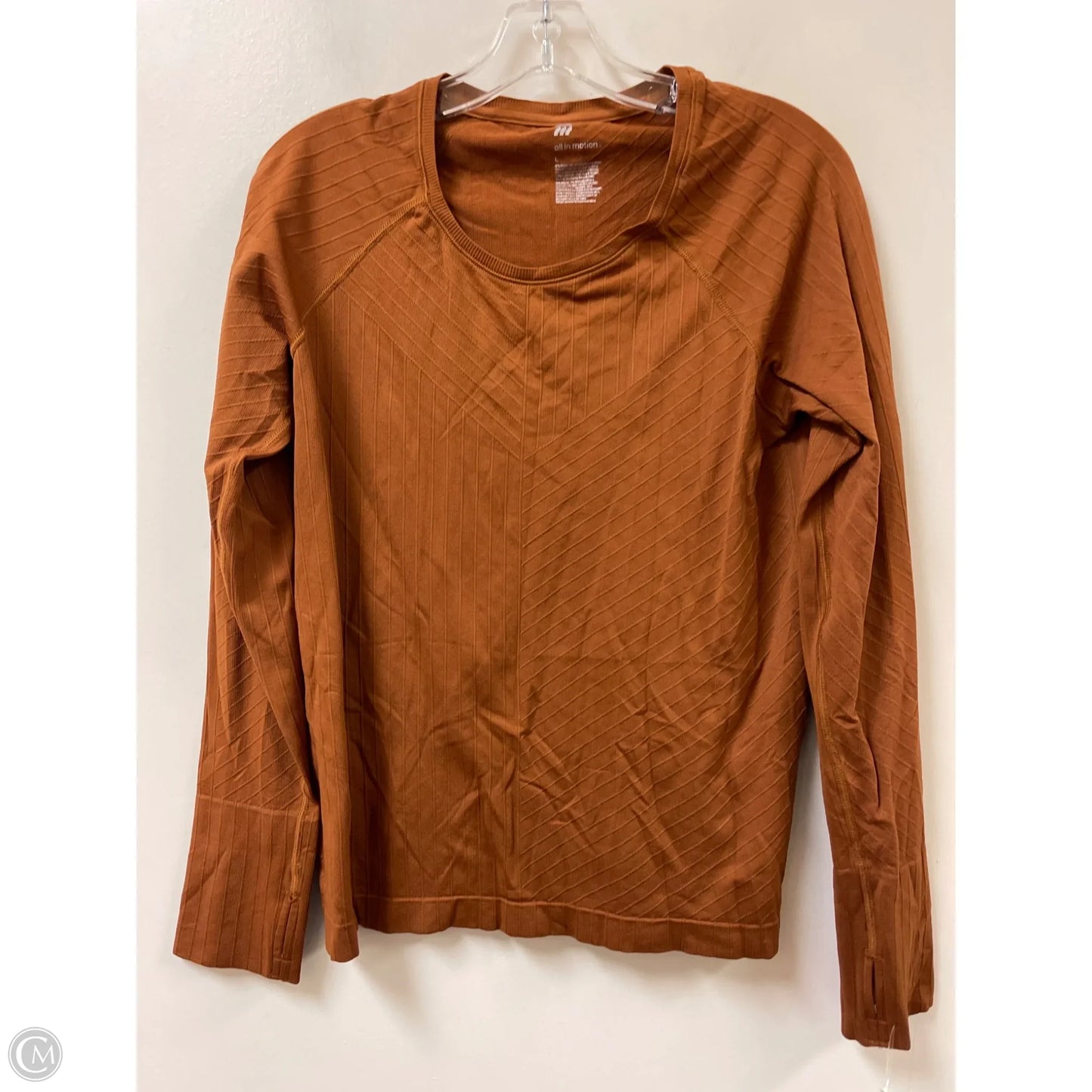Athletic Top Long Sleeve Collar By All In Motion In Brown, Size: L