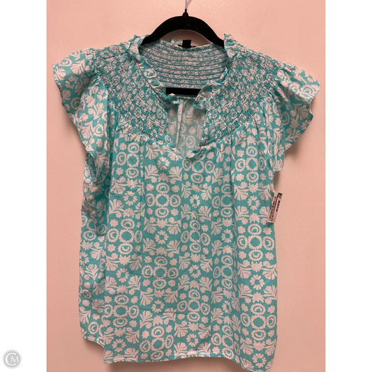 Top Short Sleeve By Ann Taylor In Aqua, Size: L