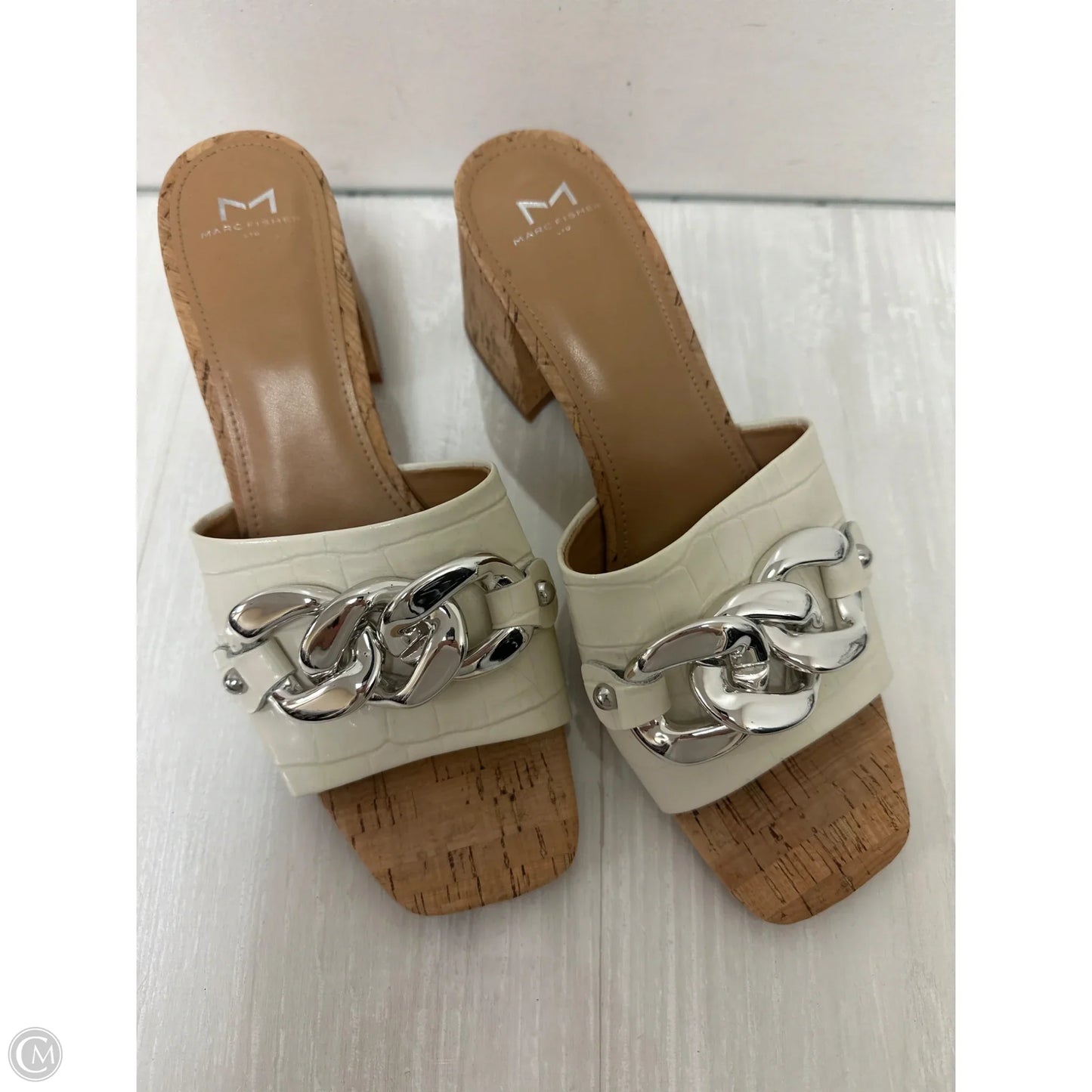 Sandals Heels Block By Marc Fisher In Cream, Size: 11