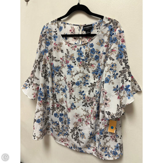 Top Short Sleeve By Liz Claiborne In Floral Print, Size: 1x