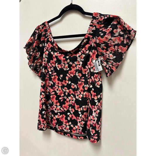 Top Short Sleeve By White House Black Market In Black & Pink, Size: S