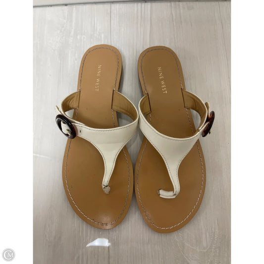 Sandals Flip Flops By Nine West In Cream, Size: 7.5