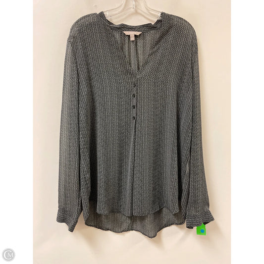 Top Long Sleeve By Banana Republic In Black & Grey, Size: L