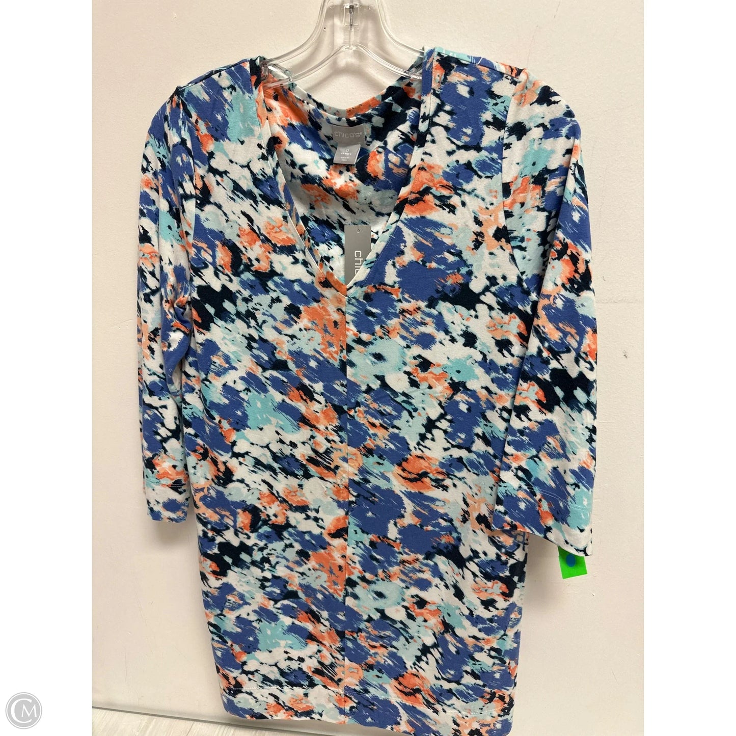 Tunic Long Sleeve By Chicos In Blue & Orange, Size: S