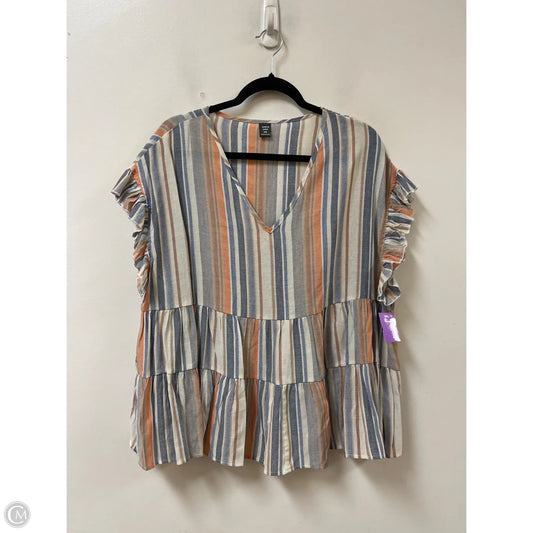 Top Short Sleeve By Shein In Striped Pattern, Size: 1x