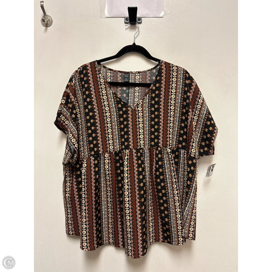 Top Short Sleeve By Emery Rose In Black & Cream, Size: 2x