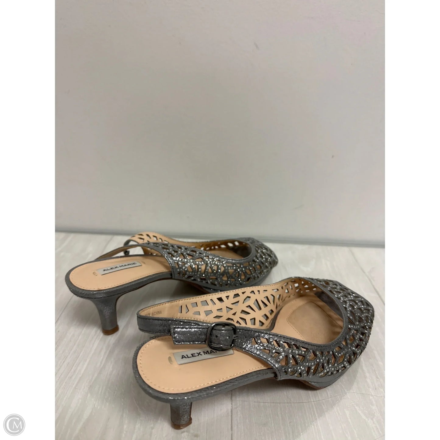 Shoes Heels Kitten By Alex Marie In Silver, Size: 7