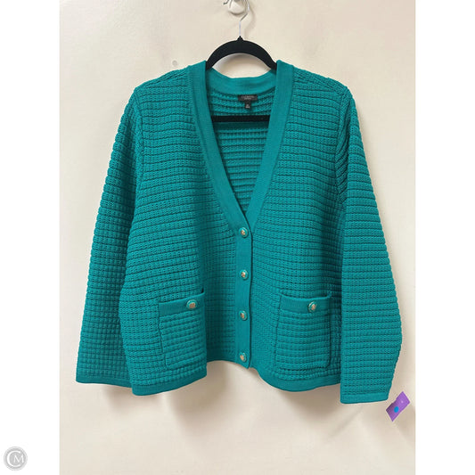 Sweater Cardigan By Talbots In Green, Size: 3x