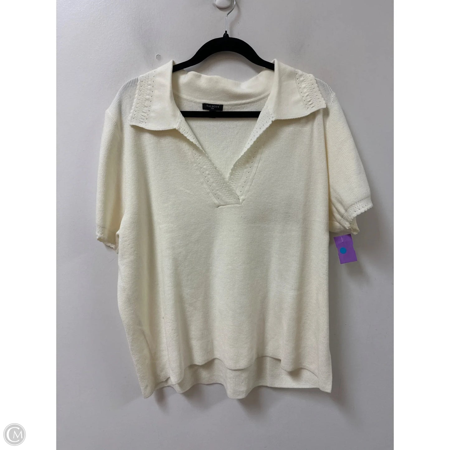 Sweater Short Sleeve By Talbots In Ivory, Size: 2x